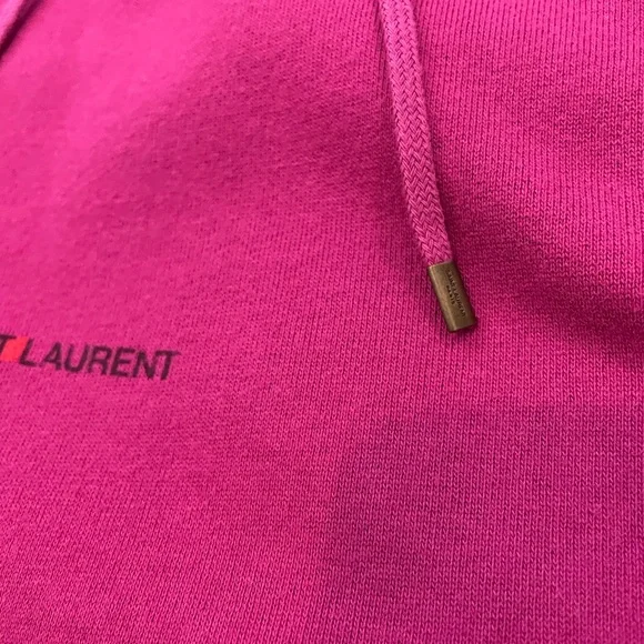Saint Laurent Logo-Print Mens Purple Hoodie Sz L - Picture 8 of 9